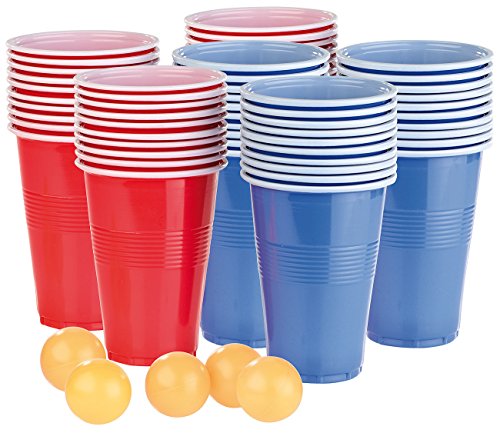 infactory Bierpong: Trinkspiel-Set für Bier Pong mit 60 Bechern (je 450 ml) und 5 Bällen (Beer Pong)