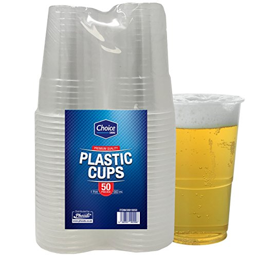 50 Stück Plastikbecher Kunststoffbecher pintbecher transparent 660ml