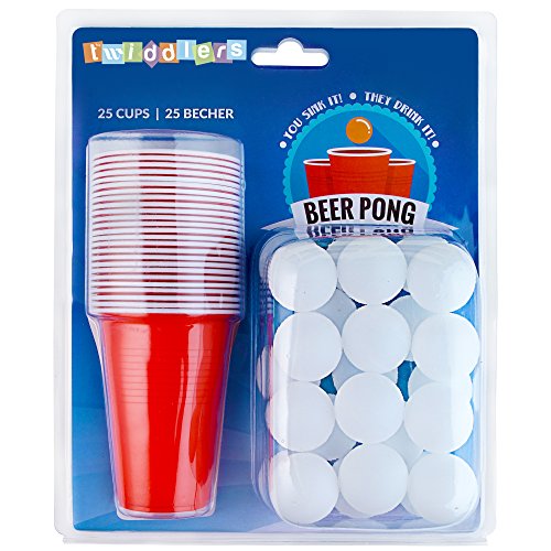 Beer Pong Set – 25 rote Becher und 25 Bälle